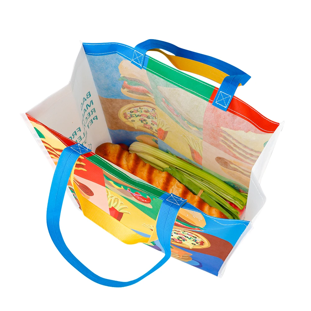 OEM/ODM grocery supermarket bag ECO reusable RPET non woven shopping tote bag with custom logo