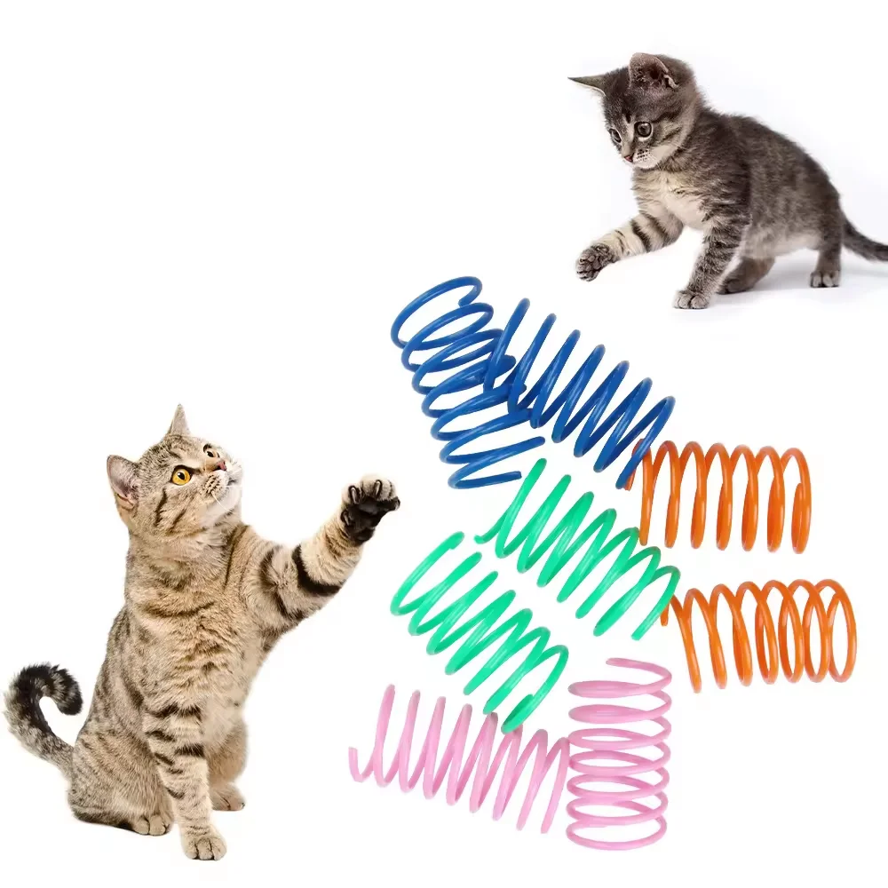 Durable Cat Spiral Spring Toy Creative Interactive Plastic Colorful Toy for Swatting Biting Hunting Kitten Cat Toy