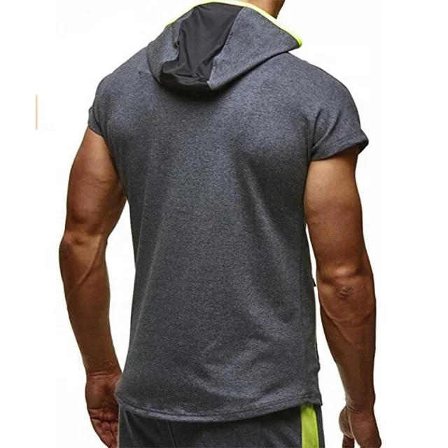 
T shirt With Hoody Casual Hoodie T With Hooded Hat Stylish Men Tee Shirt Clothing Tops Sleeveless Hoodie T shirt 