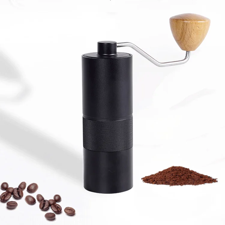 China Manufacturer Supply Mini Wood Handle Coffee Espresso Grinder Black Burr Mill Coffee Grinder