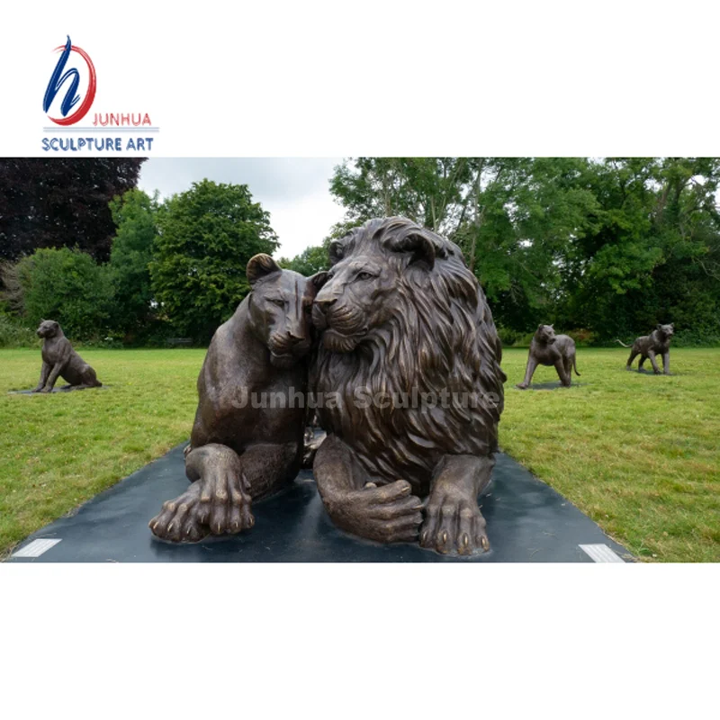 Brass Lion Statue in Golden Antique Colored  Home Decor