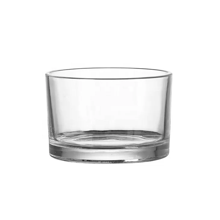 Cylinder wide openning transparent short glass vases for green plants home decoration