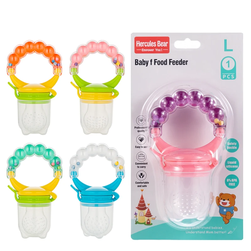 baby teether nipple fresh fruit food vegetable bite bag pacifier safe eat silicone feeder  baby product It will make a sound