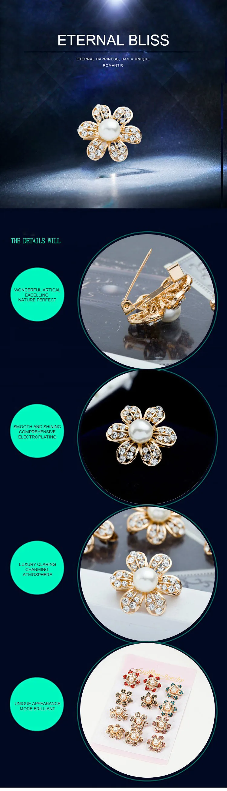 Fashion Scarf silk decoration Gold Rhinestone Crystal Pearls Flower Brooches for Women Wedding Bridal Party Brooch Pins