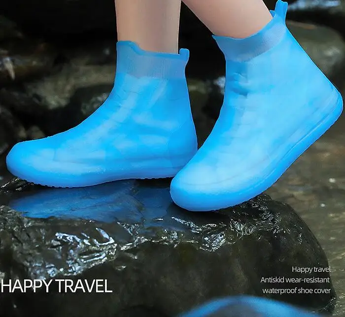 Unisex Silicone TPE Rain Boots Covers Non-Slip Washable Protection Waterproof Shoe Covers for Women Ladies Men