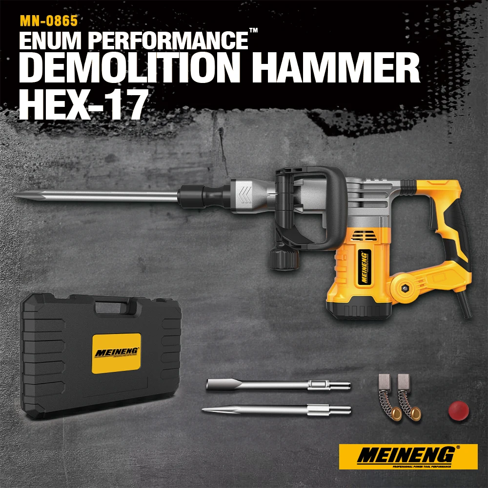 Portable 1500W Handheld Electric Concrete Demolition Jack Hammer DIY Grade Machine Used in Construction Industry