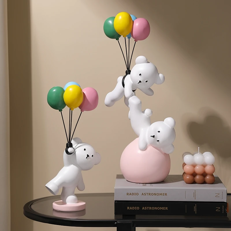 Balloon Bear Figurines For Interior Creative Resin Statue Nordic Home Decoration Sculpture Modern Figurine Room Decor