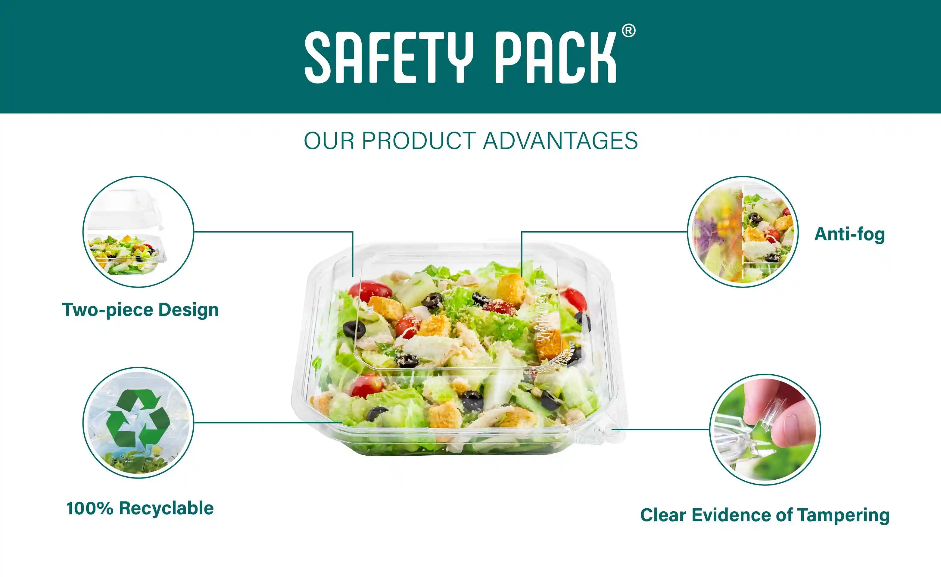 36oz Disposable Clear PET Plastic Food Containers with Clamshell Design for Takeaway