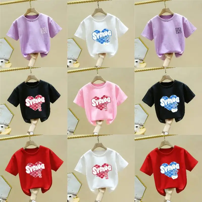 Wholesale Kids Girls Clothing Summer Clothes Custom Thin Letter Print Boys Short Sleeve T-Shirt