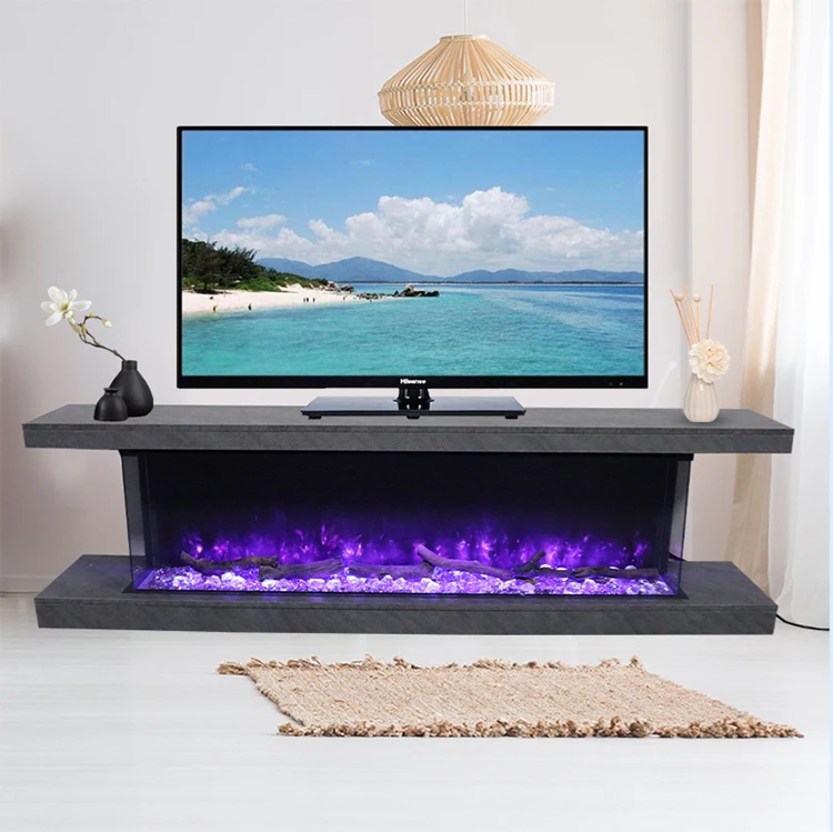 60 inch Electric Fire Place Wooden Surround TV Stand 7 Colors LED Flame 2.4G Remote Electric Fireplaces TV  Stand