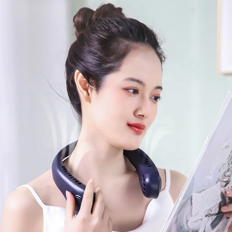 Hot sell cheap Mini Cooling Fan USB Rechargeable Leafless Portable Folding Sports Hanging Neck Fanportable hanging neck fan