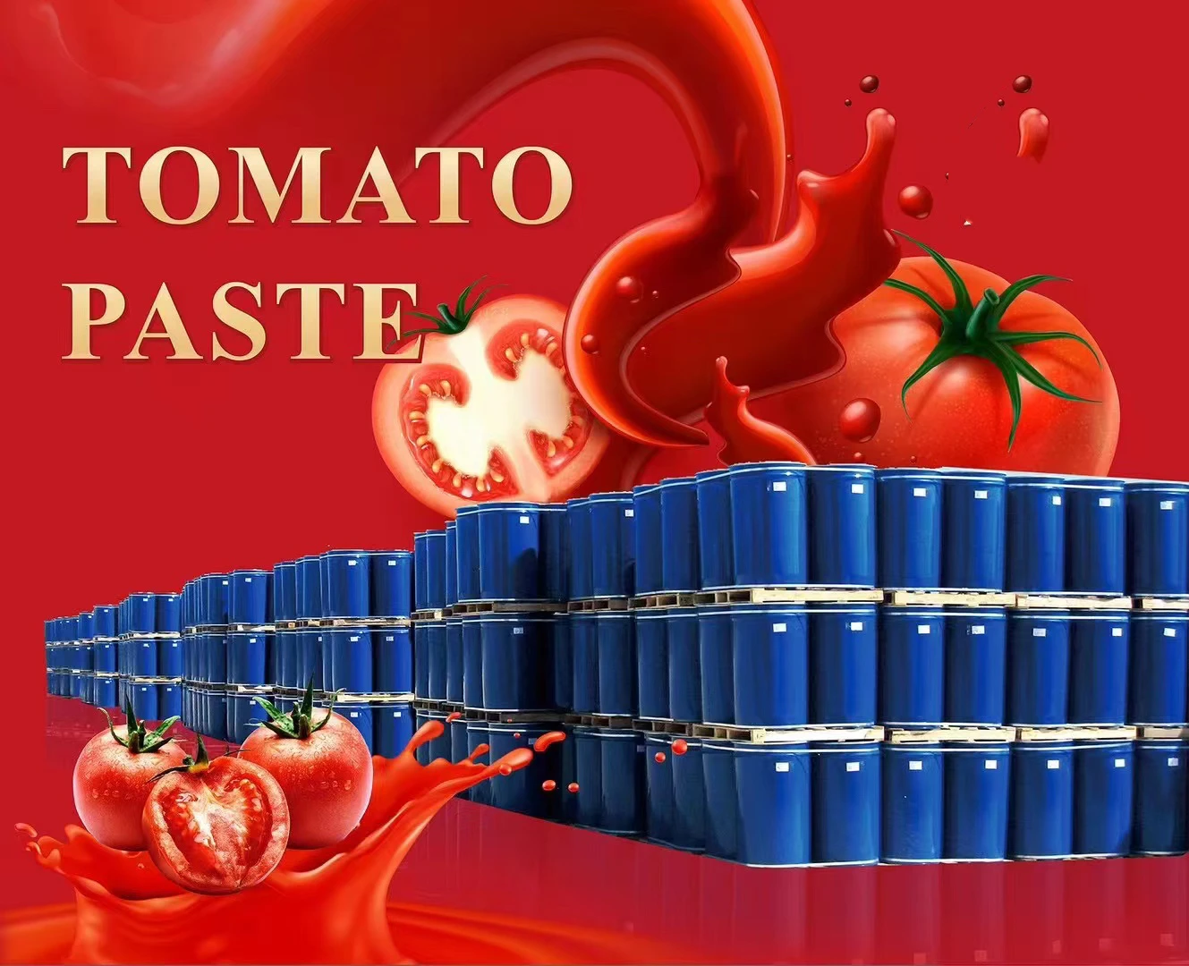 Bulk 245 kg per barrel Tomato Sauce In Drum Brix 36%-38% Production Of High Quality Natural 220l Vats Of Tomato Paste