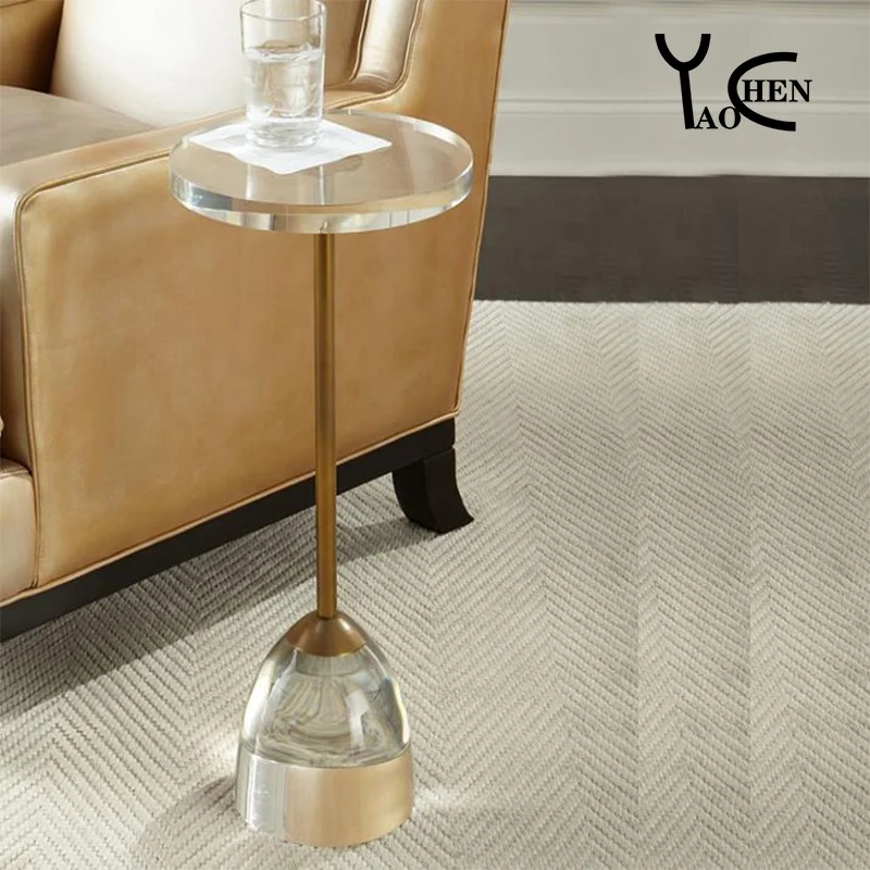 guangzhou restaurant office one legged clear acrylic coffee round table