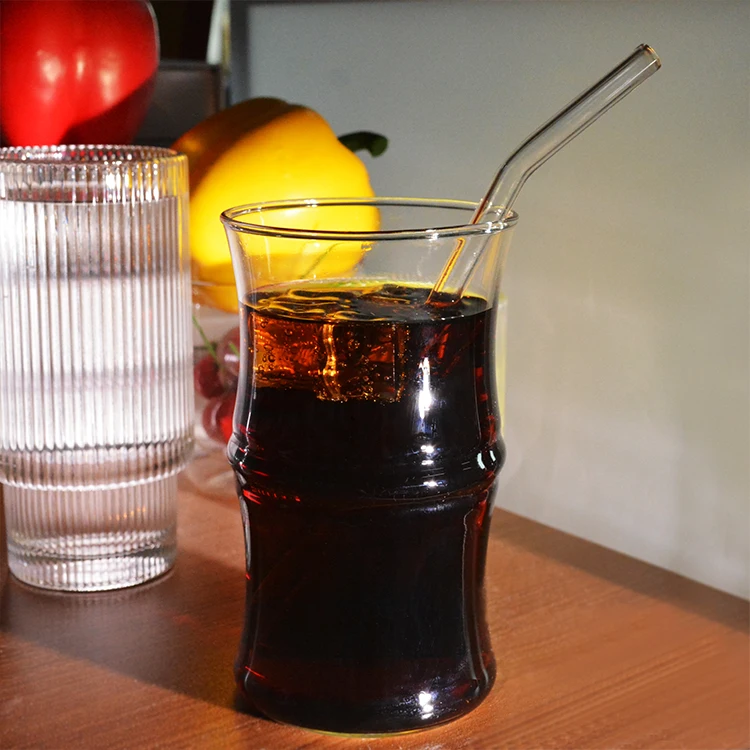 Transparent Premium Borosilicate Glass Bamboo Shape Coffee Mugs