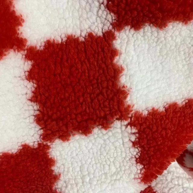 Soft plush fabric Faux Fur 100% polyester lamb wool chessboard printed pillow