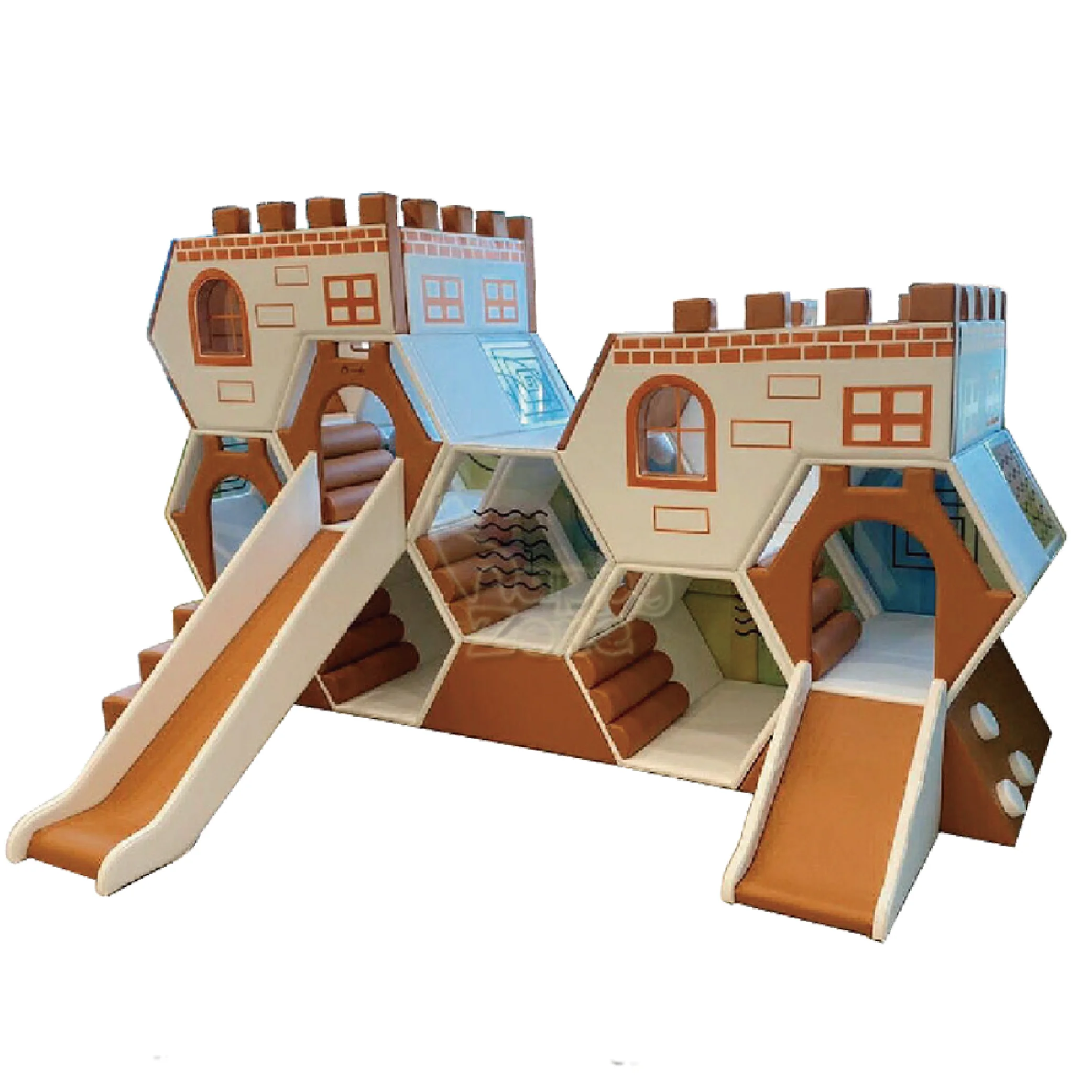 Customized kids soft play equipment honeycomb toddler climbing toys soft play set toddler beehive slide for indoor play area
