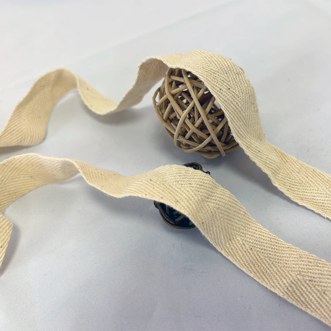 Wholesale Cotton Ribbon Eco-friendly Natural Cotton Twill Tape 1 Inch Bunting  Herringbone Ribbon Webbing Roll for Clothing
