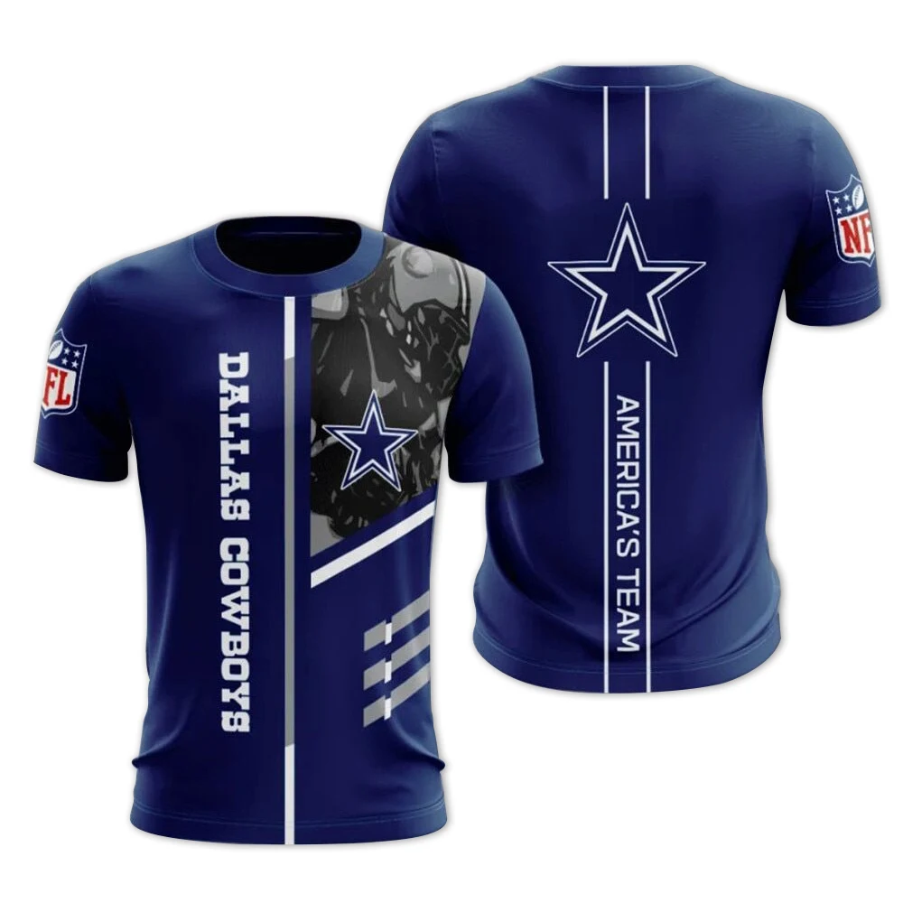 Nfl Football Team 3d Digital Printing Round Neck Short Sleeve Mesh T-Shirt