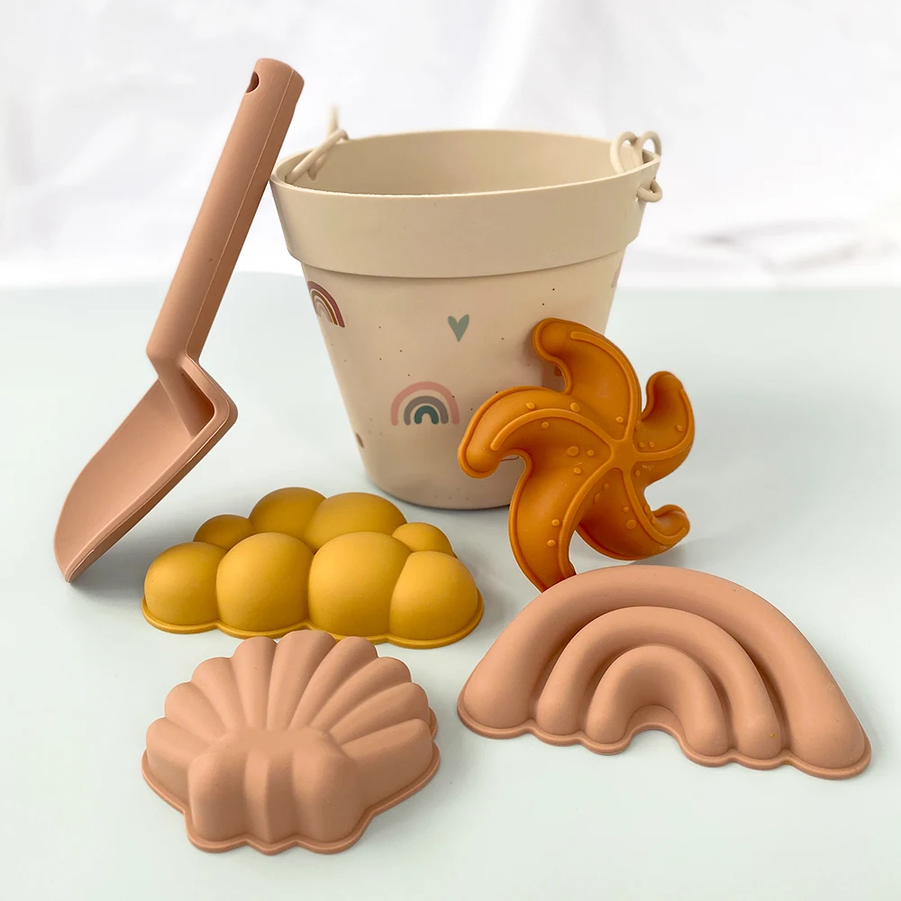 Juguete де Плайя портативный материал песок игрушечная форма, мягкие силиконовые ведро и лопата, индивидуальные BPA силиконовые пляжные игрушки набор/