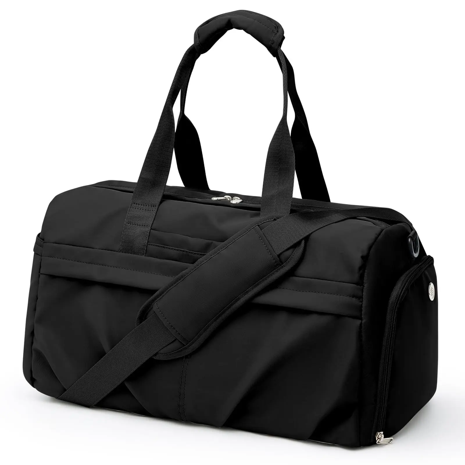 Fashion Travel Weekender Overnight Carry on Bag for Yoga with Trolley Sleeve Peacock Blue Color Recycled Lighten Up Duffle Bag