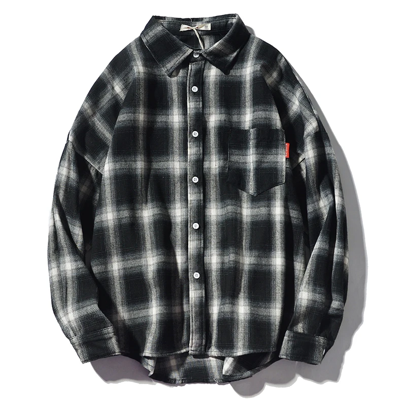 OEM mans black and white casual long sleeve check shirts for men