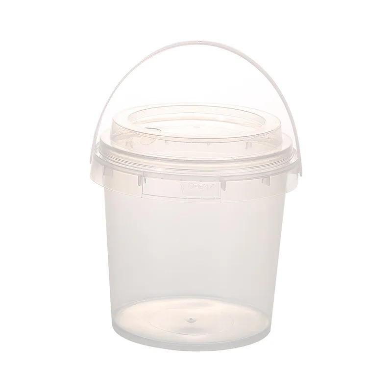 Hot Selling Food Grade 280/500ml 1/2/3/5 L Clear Square Plastic Buckets With Lids And Handles