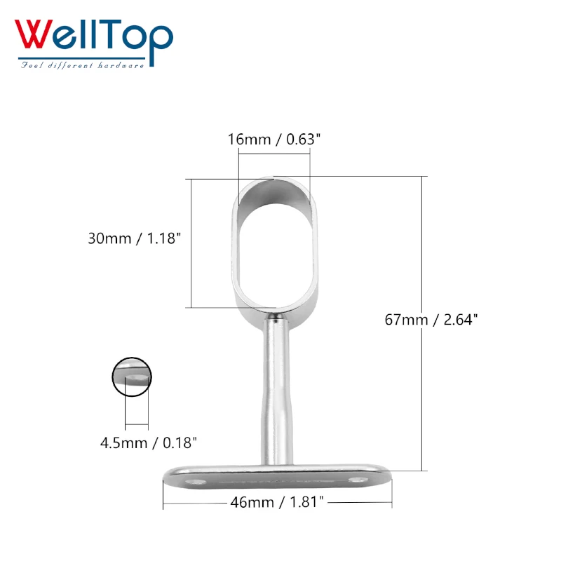 china wholesale Furniture hardware Zinc Alloy Oval Closet Rod End Supports Wardrobe Flange Bracket Holder