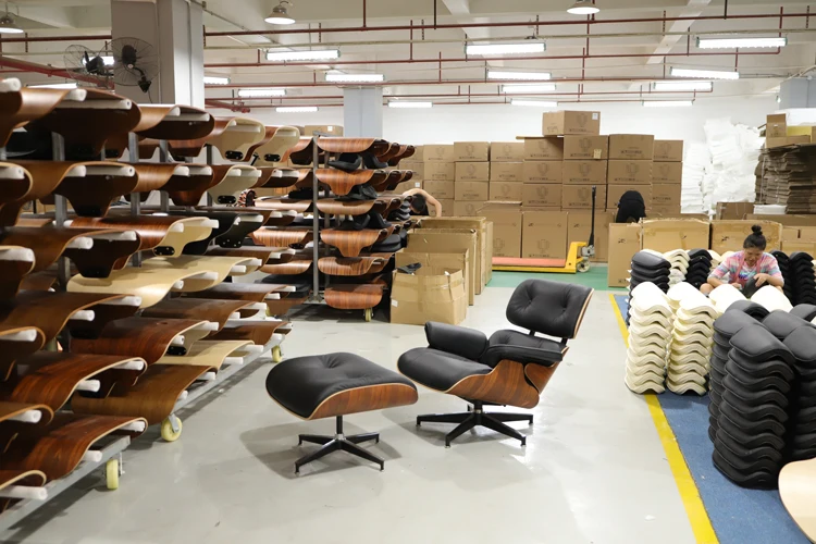 
Euramerican Style Retro Living Room Leisure Black Genuine Leather Sofa Chair Modern Eam Lounge Chair 