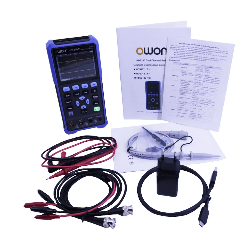 3 in 1 OWON HDS2102S Osiclloscopes + Multimeter+Waveform Generator 100MHz 500MSa/s Dual Channels