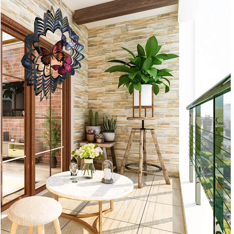 outdoor hanging 3d stainless steel decorative metal garden mandala solar light wind spinner manufacture