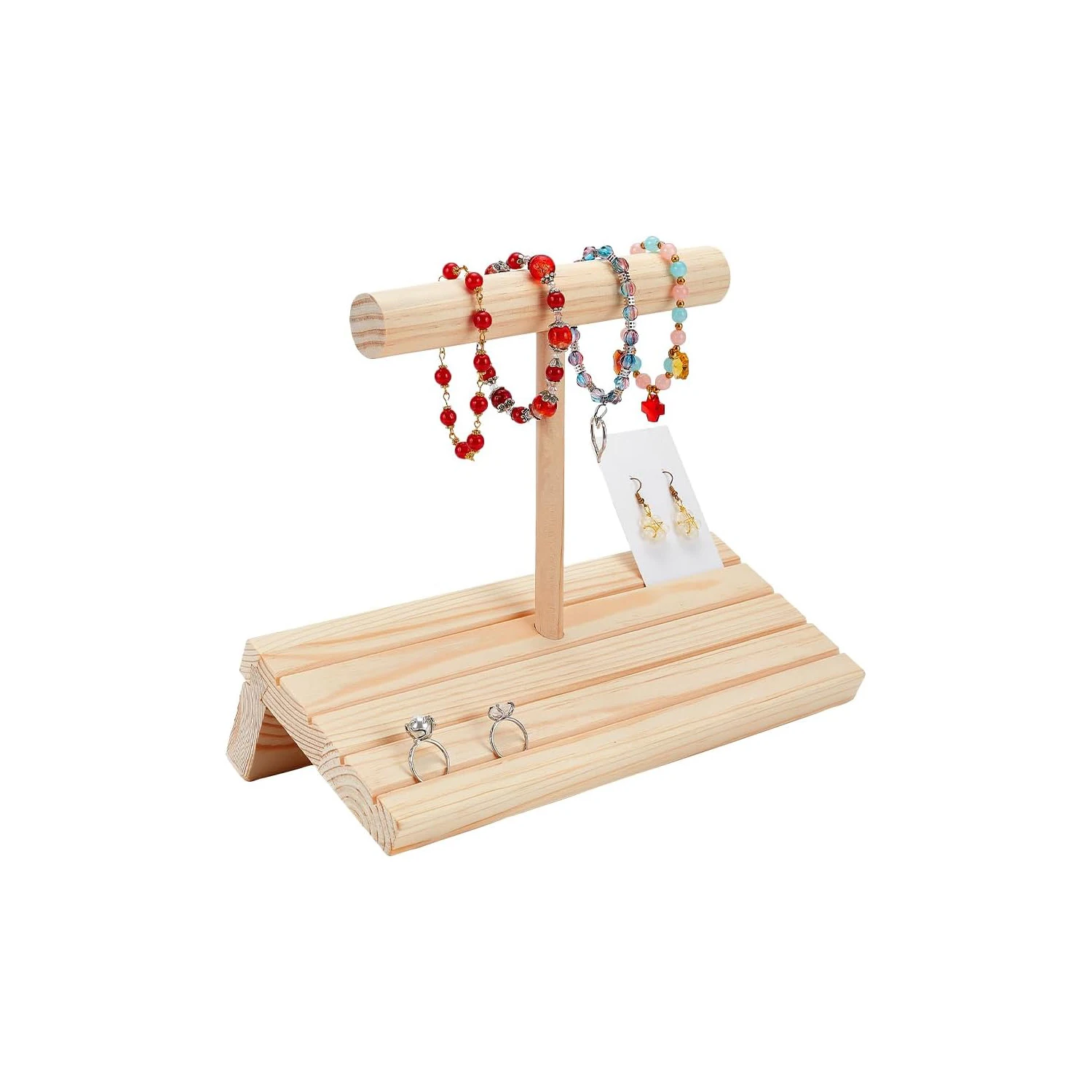 4-Slot Wood Earring Card Holder Bracelet Display Holder Retail Jewelry Display