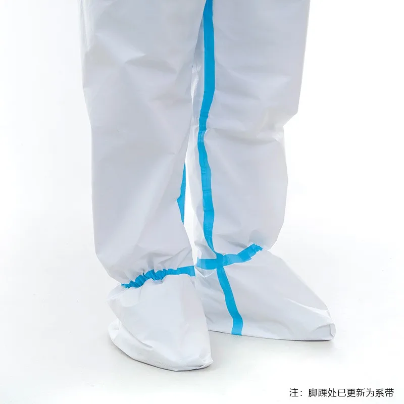 Blue strip protective caiothing  one-piece non-woven work clothes with hate, waterproof of breeding farm