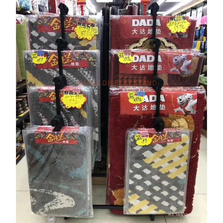 Retail rug display metal rack carpet display stand for hanging carpet