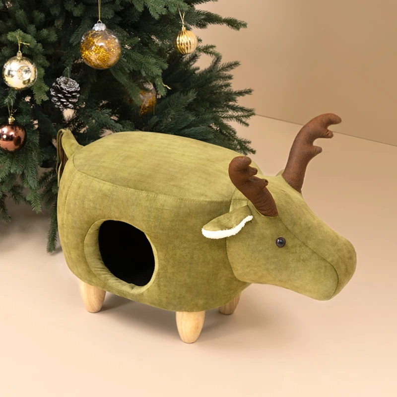 Christmas Hot Sale Cute Elk Stool Creative Cat Supplies Bed For Humans And