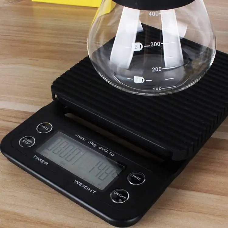 High-precision Electronic Coffee Scale with Waterproof Pad LED Display USB Timing Professional Home Coffee Accessories 3kg/0.1g