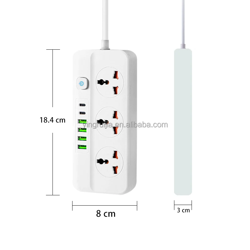 Factory wholesale Universal power strip power socke, Extension cord 3 Outlets with 6 USB port, British Multi socket power strip