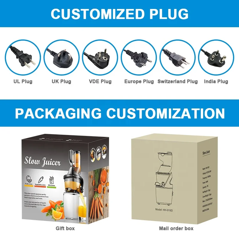 High-Yield 82mm Cold Press Slow Juicer Extractor Multi-Function Fruit Juice Separator Wide Feed Chute Electric Squeeze Juice