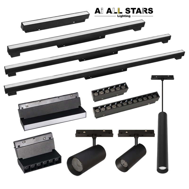 New Design COB LED Track Light Surface Mounted Recessed Magnet Rail Lighting 48V Moveable Linear Magnetic Track Light System