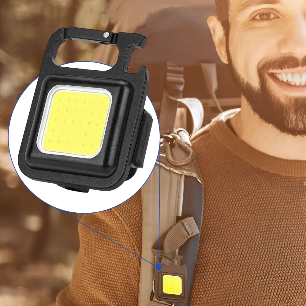 Multifunctional Charging Emergency Keychain Portable Work High-Brightness COB Inspection Outdoor Camping Light