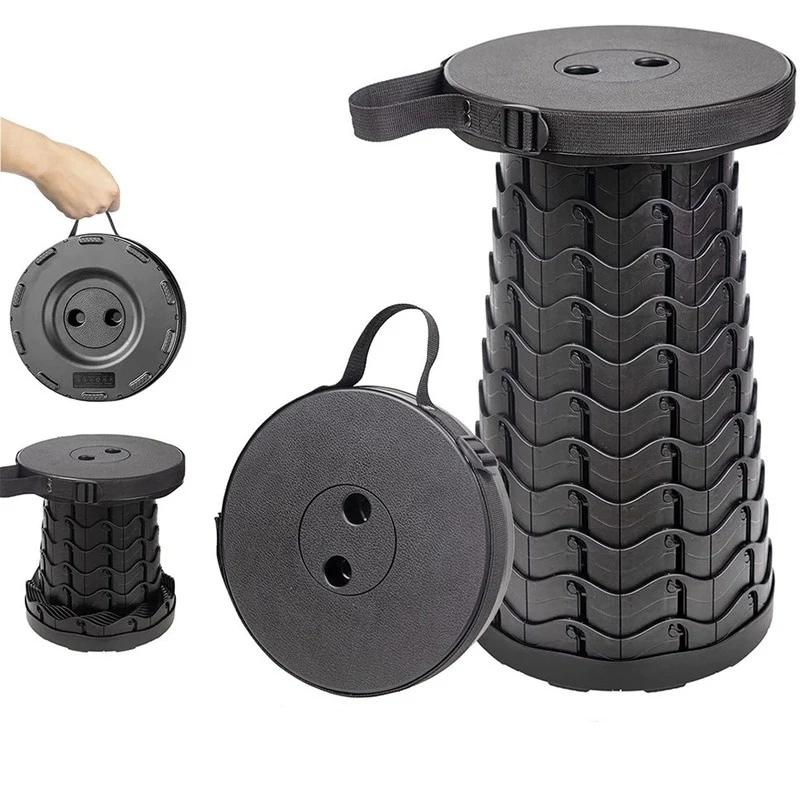 Outdoor Portable Folding Stool Load 400lbs Collapsible Stool Retractable Camping Chair Stable Stool for Fishing Hiking BBQ