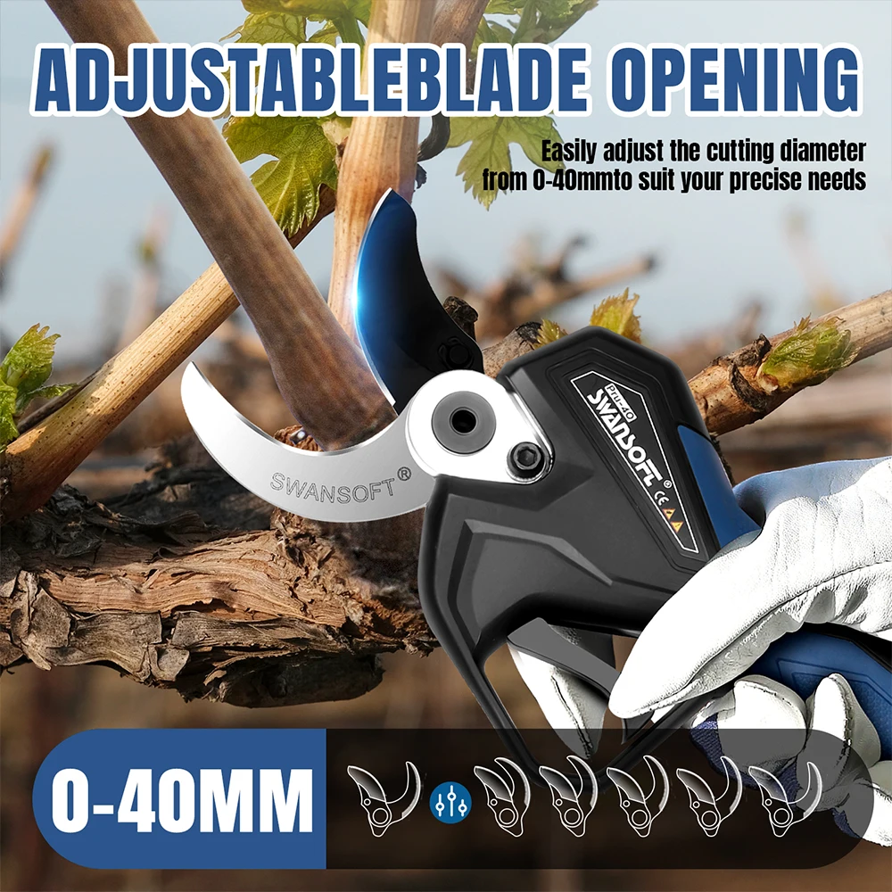 40 MM Cordless Electric Pruner Fruit Tree Branches Cutter Tools Rechargeable Electric Pruning Shears Pruner Cordless Tree Pruner