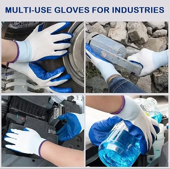 For Men and Women, Nylon Nitrile Gloves Impregnated with Rubber and Hanging Rubber Non-slip, Wear and Oil Resistant Gloves
