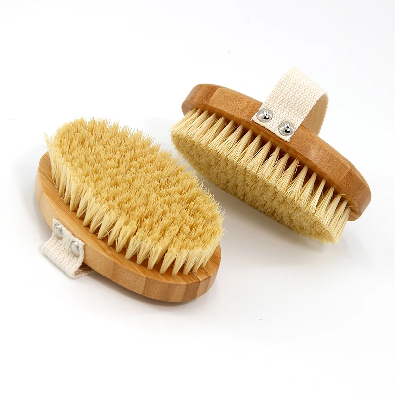 Amazon Bestseller Bathroom Gift Products Natural Wooden Bamboo Dry Shower Head Body Bath Brush for Cleaning Skin