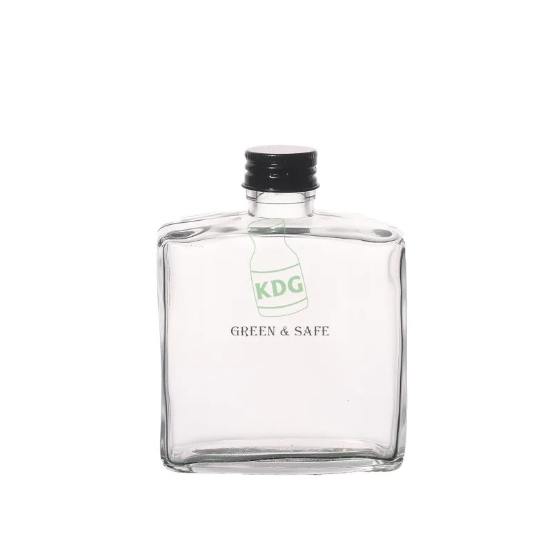 
Glassware Factory Supply Screw Top 250ml Flint Empty Square Glass Bottles Manufacturer 