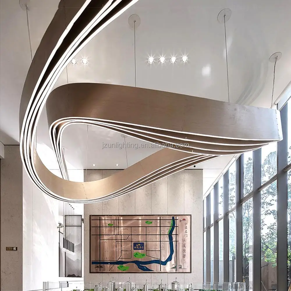 Luxury Custom Chandelier Indoor Decorations Large Hanging Ceiling Fixture Hotel Lobby Hall Banquet Remote LED Lights