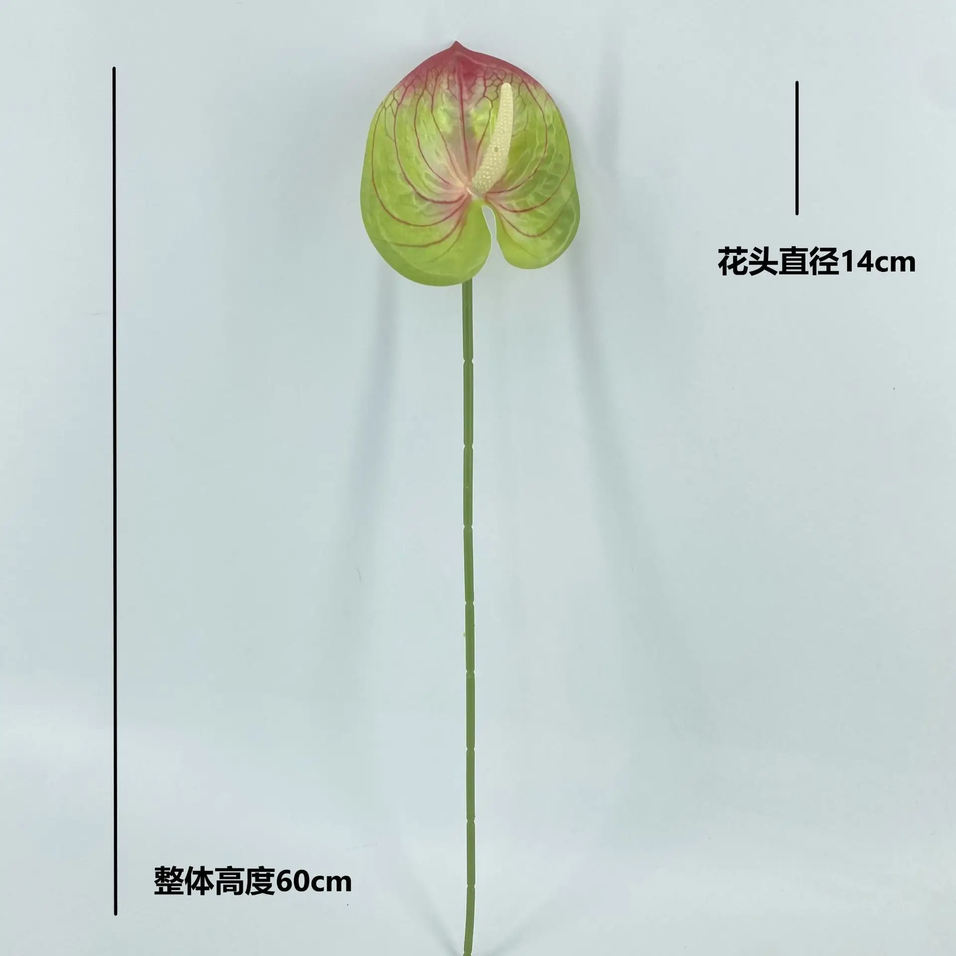 EG-S171 Handmade Single Faux White Green Artificial Anthurium Flowers Real Touch Anthurium Plant Indoor Home Decoration