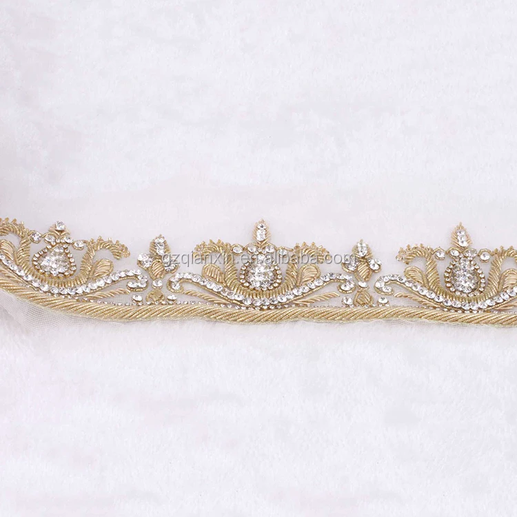 Zardosi Embroidery Bridal Gold Bead Metal Lace Trim