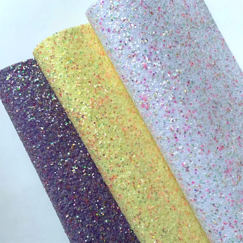 
New arrival neon chunky glitter fabric for bows 