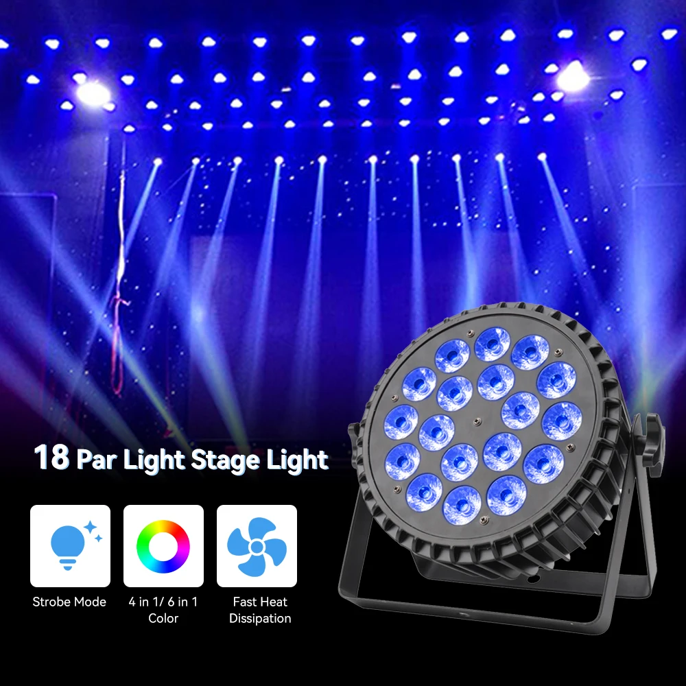 18*10W Dj Light Aluminum Uplights Par Can Light RGBW 4in1 Luz Par LED DMX Disco Lights Event Stage Effect Luces Para Discoteca