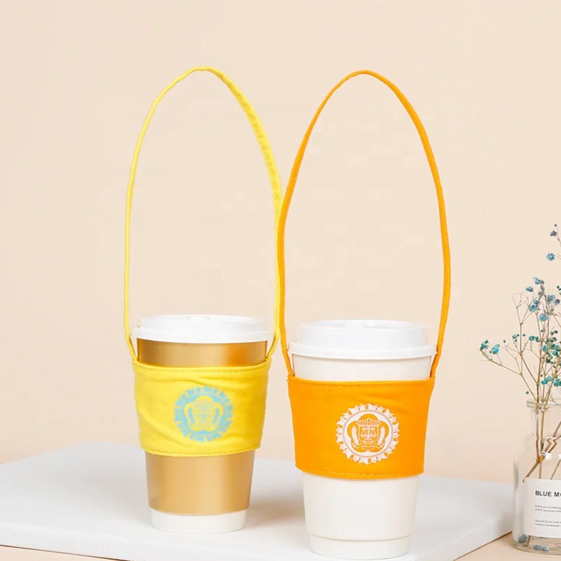 Professional Custom Printed Luxury Tumbler Coffee Cup  Used Fabric Cup Sleeve Holder Tote Bag
